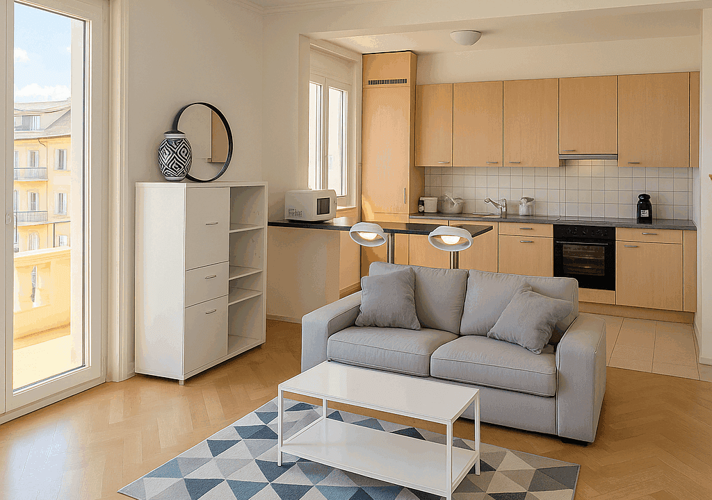 Bright studio – lake view, city centre & train station